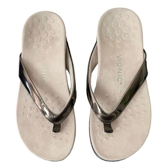 Vionic Dillon Sandal Flip Flops Thong Sandals Pewter Women’s Size 8 Wide - Picture 6 of 8